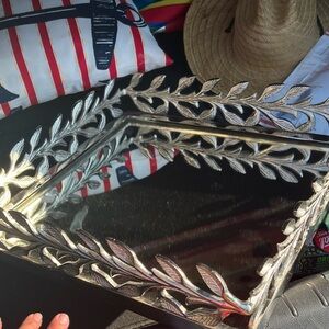 Silver Leaf Design Wall Mirror